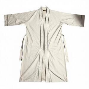 Vintage Sears Light Blue Robe One Size 36-48 Navy Piping Housecoat Estate